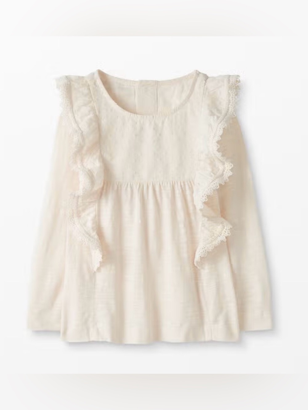 NWOT Hanna Andersson Ruffle Popover ecru delicate lace-trimmed ruffles size 8